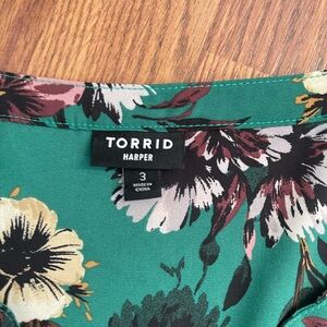 Torrid Green Floral Blouse